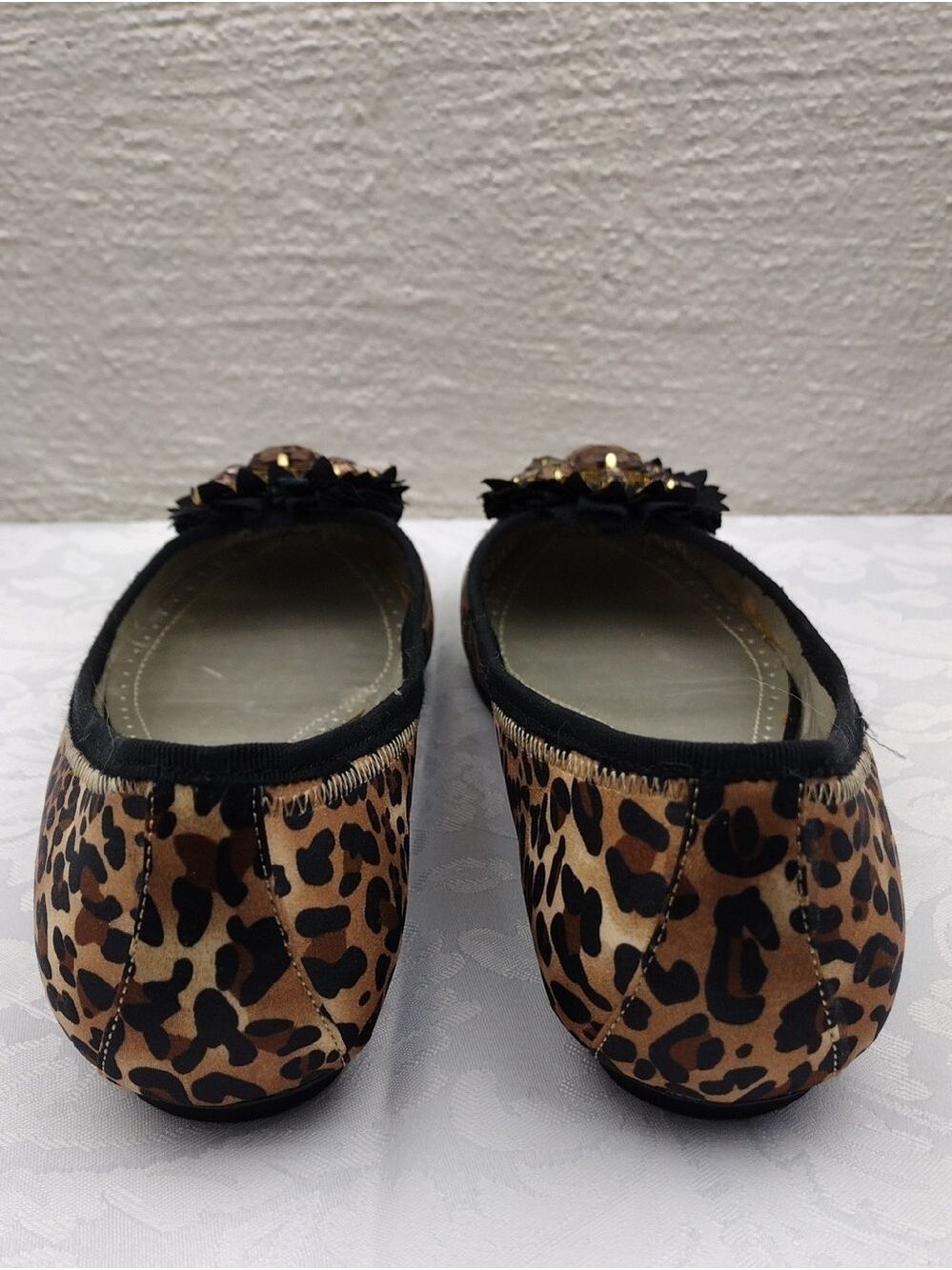 Adrienne Vittadini Carmelita Brown Classic Leopard Print Embellished Flat Shoe - Picture 5 of 16